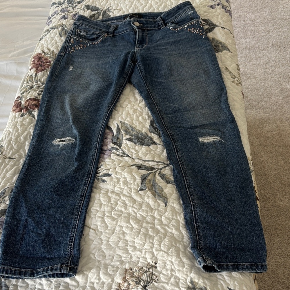 White House Black Market Dark Blue Slim Cropped Jeans